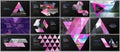Minimal presentations design, portfolio vector templates with triangular design background, triangle style pattern Royalty Free Stock Photo