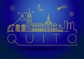 Minimal Quito City Linear Skyline with Typographic Design Royalty Free Stock Photo