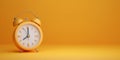 Minimal realistic alarm clock on yellow background