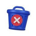 Minimal recycle bin delete forever icon. 3d render isolated illustration