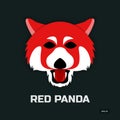 Minimal red panda logo design illustration, icon, animal, angry