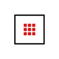 Minimal Red 3x3 Grid Icon Inside a Double Square Frame on Black Royalty Free Stock Photo