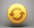 Minimal refresh symbol on yellow background. 3d rendering