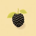 Minimalistic Blackberry Vector Illustration On Light Yellow Background