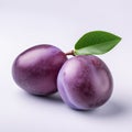 Minimal Retouched Purple Plums On White Surface Royalty Free Stock Photo