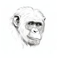 Minimal Retouching: Exploratory Line Work Of A Chimp Face