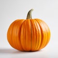 Minimal Retouching: A Fresh Orange Pumpkin On White Background