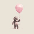 Minimal Retouching: Moody Monotones Of A Chimpanzee Holding A Pink Balloon