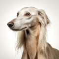 Minimal Retouching: Saluki Dog With Long White Hair