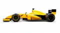 Minimal Retouching: Yellow Racing Car On White Background