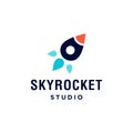 Minimal rocket astronaut logo icon design in trendy simple modern style