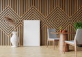 Minimal room and decoration copy space - seamless wood wall. 3D rendering