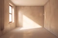 texture minimal window wall plaster beige light design room blank. Generative AI.