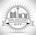 Minimal San Antonio City Linear Skyline with Typographic Design