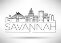 Minimal Savannah Linear City Skyline with Typographic Design Royalty Free Stock Photo