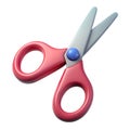 Minimal scissors symbol on red background. 3d rendering