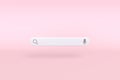 Minimal search bar design element on pink background. web search concept.