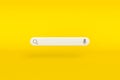 Minimal search bar design element on yellow background. web search concept. 3d illustration