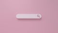 Minimal search bar in white on pink background. web search concept