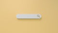 Minimal search bar in white on yellow background. web search concept