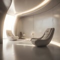 Minimal Seating Area with Curved Wall, Made with Generative AI