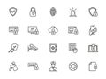 Minimal security line icon set