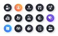 Minimal set of Agent, Plants watering and Avatar flat icons for web development. For design. Vector