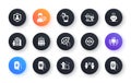 Minimal set of Agent, Social distancing and Touchscreen gesture flat icons for web development. For design. Vector