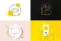Minimal set of Alarm clock, Baggage reclaim and Tv line icons. For web development. Vector