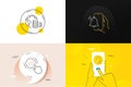 Minimal set of Alarm clock, Graph chart and Water drop line icons. For web development. Vector