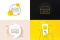 Minimal set of Arena, Vip security and Discount button line icons. For web development. Vector Royalty Free Stock Photo