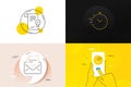 Minimal set of Brush, Approved agreement and Approved mail line icons. For web development. Vector