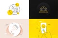 Minimal set of Brush, Court building and Inspect line icons. For web development. Vector