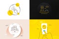 Minimal set of Brush, Lighthouse and Inventory line icons. For web development. Vector