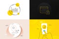 Minimal set of Calendar, People chatting and Money diagram line icons. For web development. Vector