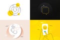 Minimal set of Capsule pill, Messenger and Download arrow line icons. For web development. Vector