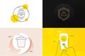 Minimal set of Cardio training, Trash bin and Shield line icons. For web development. Vector