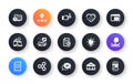 Minimal set of Carousels, Seo message and Station flat icons for web development. For design. Vector