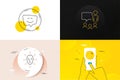 Minimal set of Carrot, Smile face and Face biometrics line icons. For web development. Vector