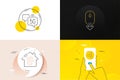 Minimal set of Chemical formula, Scroll down and 5g internet line icons. For web development. Vector