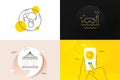 Minimal set of Circus tent, Scuba diving and Heart line icons. For web development. Vector