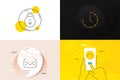 Minimal set of Cloud sync, Scroll down and Love mail line icons. For web development. Vector Royalty Free Stock Photo