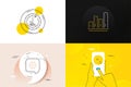 Minimal set of Cogwheel, 48 hours and Graph chart line icons. For web development. Vector