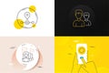 Minimal set of Couple, Feminism and Station line icons. For web development. Vector