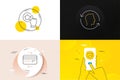 Minimal set of Credit card, Face id and Rate button line icons. For web development. Vector