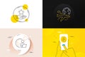 Minimal set of Delivery discount, Outsource work and International flight line icons. For web development. Vector