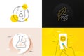Minimal set of Developers chat, Image gallery and Chemistry lab line icons. For web development. Vector
