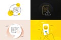 Minimal set of Employee result, Quick tips and Instruction manual line icons. For web development. Vector