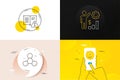 Minimal set of Employees wealth, Tested stamp and Instruction manual line icons. For web development. Vector Royalty Free Stock Photo