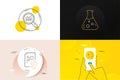 Minimal set of Fingerprint, Writer and Data analysis line icons. For web development. Vector